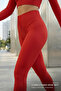 Women's Ribbed High Waist Tights Black, Red, White - 4