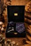 Black Men's Gift Box - Tie with Handkerchief, Cufflinks, Tie Clip Kmk242