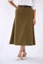 Belted Detail Midi Length Loose Olive Green Woven Skirt - 2