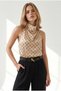 Women's Beige Halter Neck Detailed Satin Blouse Blz-19003407 - 5