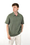 Linen Look 100% Cotton Comfortable Fit Drop Shoulder Zipper Closure Men's Polo Collar T-Shirt - 3