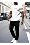 Men's Cotton Signature Printed Crew Neck T-Shirt Jogger Sweatpants Set - 4