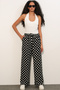 Women's Wide Leg Polka Dot Pants 1526 - Black - 3
