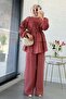 Premium Layered Tulle Modal Pants Set with Gathered Detail - Dusty Rose - 5