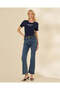 Women Navy Graphic Ribbed T-Shirt - 2