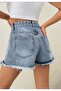 Women's Ice Blue Ripped Mini Denim Jeans Shorts - 3