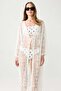 Lace Detail Front Tie Long Beach Dress White - 2