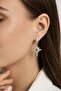 Zircon Stone Silver Color Brass Polar Star Model Women's Earrings - 2