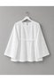 Women's Bell Sleeve Scallop Belted Blouse Tunic - White - 3