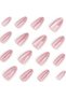 24Pcs Medium Almond Acrylic Nail Sticker Pink Glossy Artificial Nails Full Cover Gel Beige Beautiful Glossy Nail Sticker Nail Art Kit for Women - 4