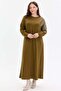 Stone Detailed Comfortable Fit Long Women's Dress - 4