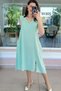 Button Detail Waist Tie Linen Dress 6Y305