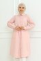 Women's Premium Extra Long Daily Powder Polo Collar Hijab Shirt Dress - 6