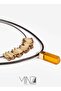 Jose Unisex Necklace, 18K Gold, Beaded Pendant Necklace, with Date Pit Beads, Date Pit, Leather & Amber, Handmade Adjustable Jewelry - 7