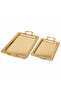 Filsco 2-Piece Gold Stainless Steel Rectangular Serving Tray Set | 36×26 cm & 40×28 cm