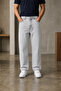 Men's Light Gray Baggy Jean Denim Trousers Wide Cut Loose Leg Casual
