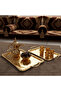 Filsco 2-Piece Gold Stainless Steel Rectangle Serving Tray Set | 34×23 cm & 40×28 cm - 2