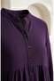Aerobin Fabric Buttoned Layered Hijab Dress 4124-01 Purple - 4