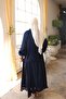 Navy Blue Skirt Suit with Lace Detail on the Front - 5