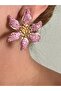Pink-Green Zircon Stone Daisy Flower Earrings - 2