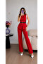 Belted Metal Accessory Vest Trousers Blazer Set