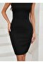 Women's Short Sleeve Square Neck Imported Crepe Dress - 3
