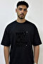 Umut Manseti Design Printed Oversize Black T-Shirt