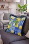 Mediterranean Lemon and Floral Pattern Floor Fringed Throw Pillow Cover - Navy Blue Tassel Pillowcase - 2