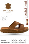 Genuine Leather Men's Slippers - Genuine Leather Men's Slippers with Soft Thick Soles a Tan - 4