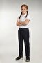 School Pants Elastic Ribbed Waist Canvas Children's Pants Back to School - 2