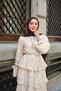 Women's Embroidered Layered Flounce Waist Tie Suit Cream - 6