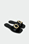 Ostic Buckle Detailed Bowknot Women's Black Flat Slippers - 2