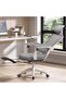 Ergonomic Mesh Office Chair with Footrest & Adjustable Lumbar Support – Gray Mesh White Frame - 2