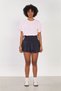 Women's Wide Ribbed Mini Balloon Skirt - Navy Blue - 4