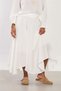 Women's elastic waist asymmetric long skirt - white - 4