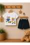 Football Player Teddy Bears Cotton Combed Cotton Double Layer Baby Boy Summer Set - 2