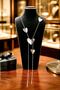 Steel Four Row Luxury 42 cm Long Figured Necklace - 2