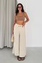 Women's Elastic Waist Lace-Up Wide-Leg Linen Look Palazzo Trousers - 2