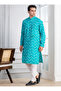 Mens Bandhani Printed Cotton Kurta Set - 3