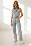 Women's Light Blue Sleeveless Denim Jumpsuit with Pockets Tlm-19000174 - 4