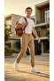 Boys' Sweatpants School Trousers Compact Fabric Beige Color Soft Ribbed Cuffs Full Lycra Stretchable - 3
