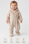 Baby Plush Astronaut Jumpsuit Cream Color Hooded Eared Footed Winter Wear