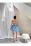 Women's Blue Strapless Mini Balloon Dress Nh26421 - 5