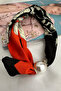 Colorful Floral Pattern Pearl Detail Scarf Necklace (45cm) - 2