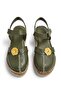 Inside and Outside, 100% Genuine Leather, Padded Sole, Closed Front, Khaki Women's Sandals - 5