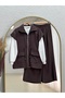 Gülsu Double Pocket Waist Tunnel Vest Triple Set-Ey998 Brown - 2