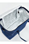Navy Blue Women's Thermal Bag with Zipper and Shoulder Strap - 3