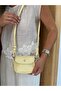 Yellow mini bag with knotted strap and lid - 4