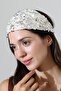 Pearl White Sequined Hand Knitted Bandana – Handmade Hair Band - 7
