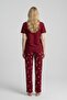 Women's Ecru Green Plaid Crew Neck Short Sleeve Pajama Set - 3